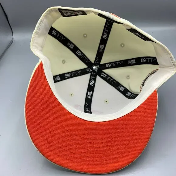 Washington Nationals Hat Men 7 1/2 White Orange 59Fifty New Era Fitted Cap‎